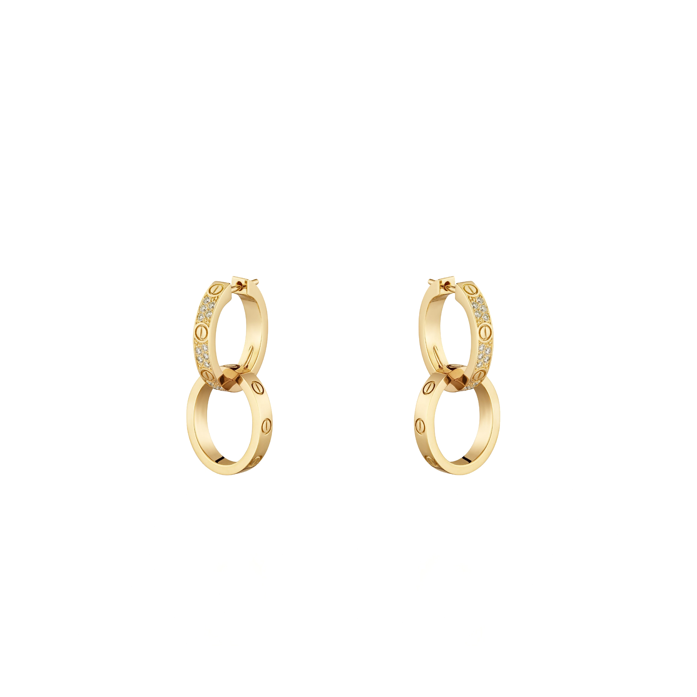 CARTIER LOVE YELLOW GOLD EARRINGS, TRANSFORMABLE, SEMI-PAVED N8515241